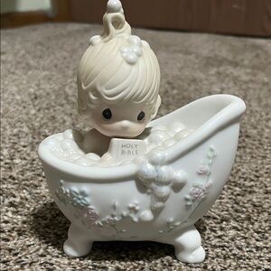 Precious Moments Cream and White Bathtub Figurine